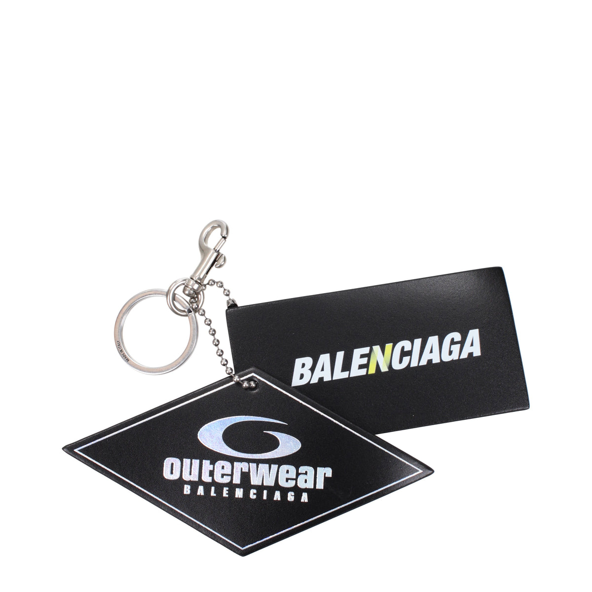 Balenciaga Keychain Men Leather Black