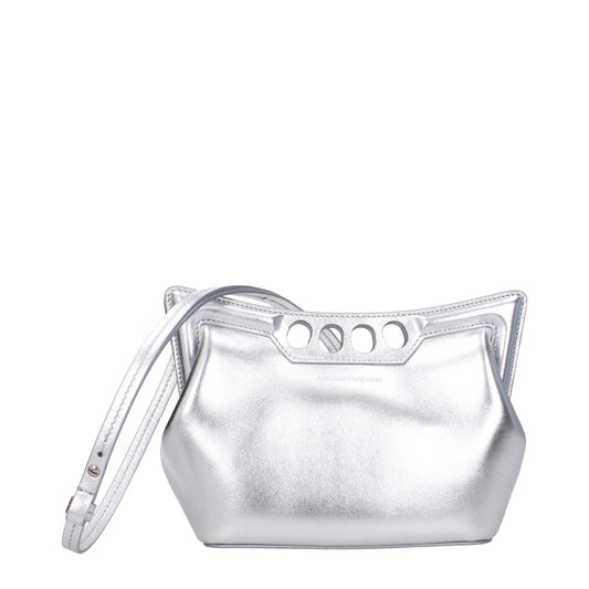 Alexander McQueen Crossbody Bags Women Leather Silver