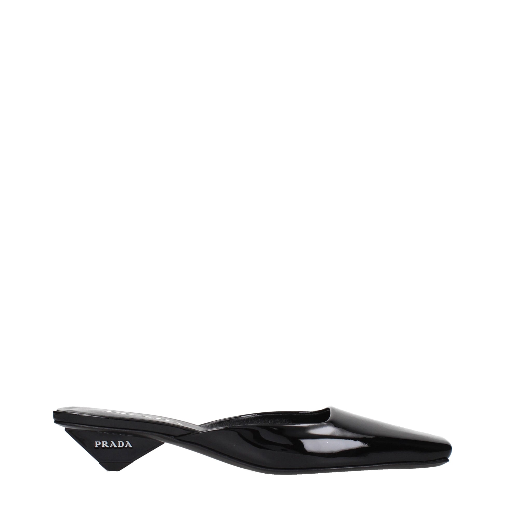 Prada Sandals Women Patent Leather Black