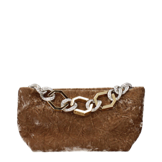 Gedebe Handbags Women Velvet Brown/Cookie