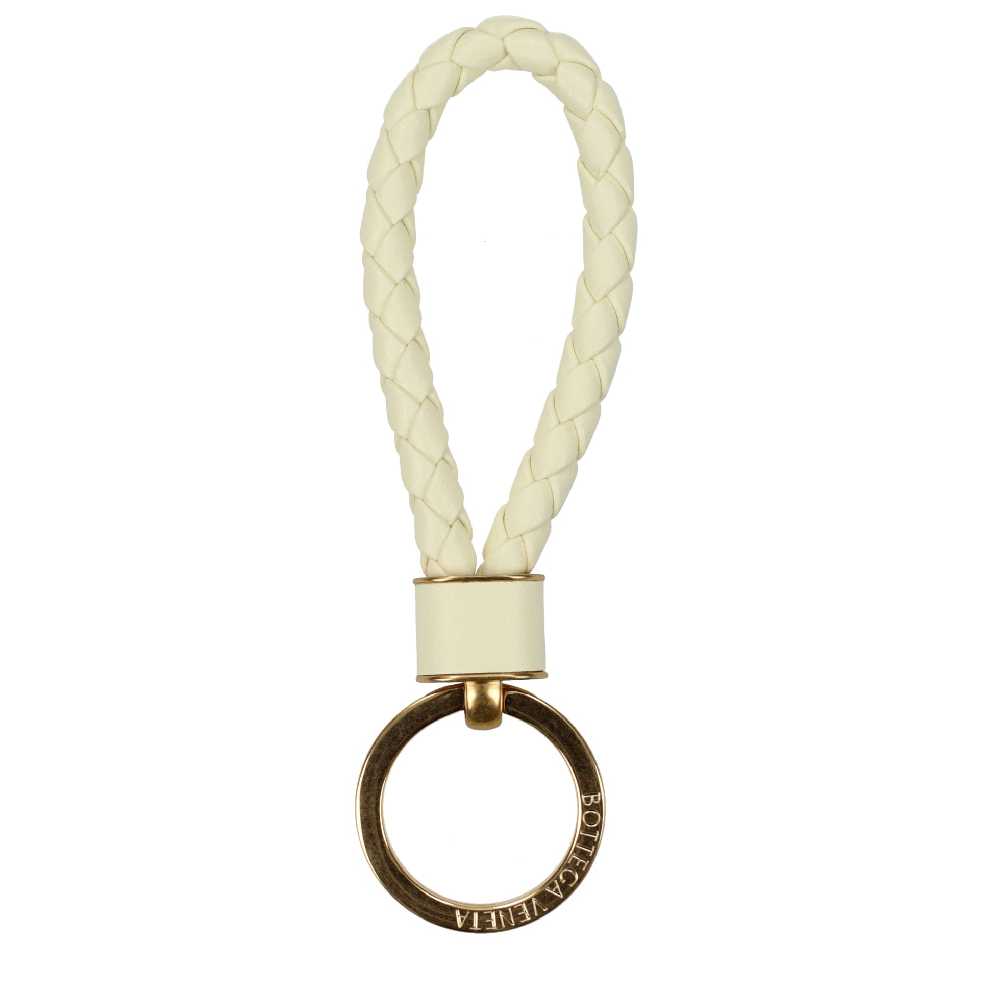 Bottega Veneta Keychain Women Leather Yellow/Pastel Yellow