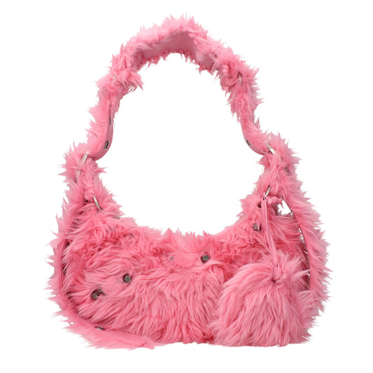 Balenciaga Shoulder Bags Women Eco Fur Pink