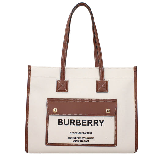 Burberry Shoulder Bags Women Cotton White/Brown