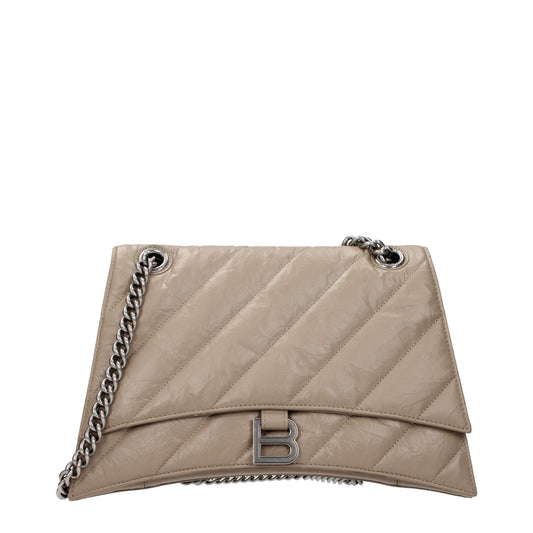 Balenciaga Shoulder Bags Women Leather Beige