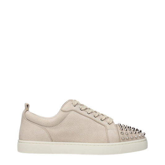 Louboutin Sneakers Men Leather Beige