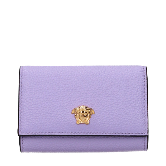 Versace Coin Purses Women Leather Violet/Lilac
