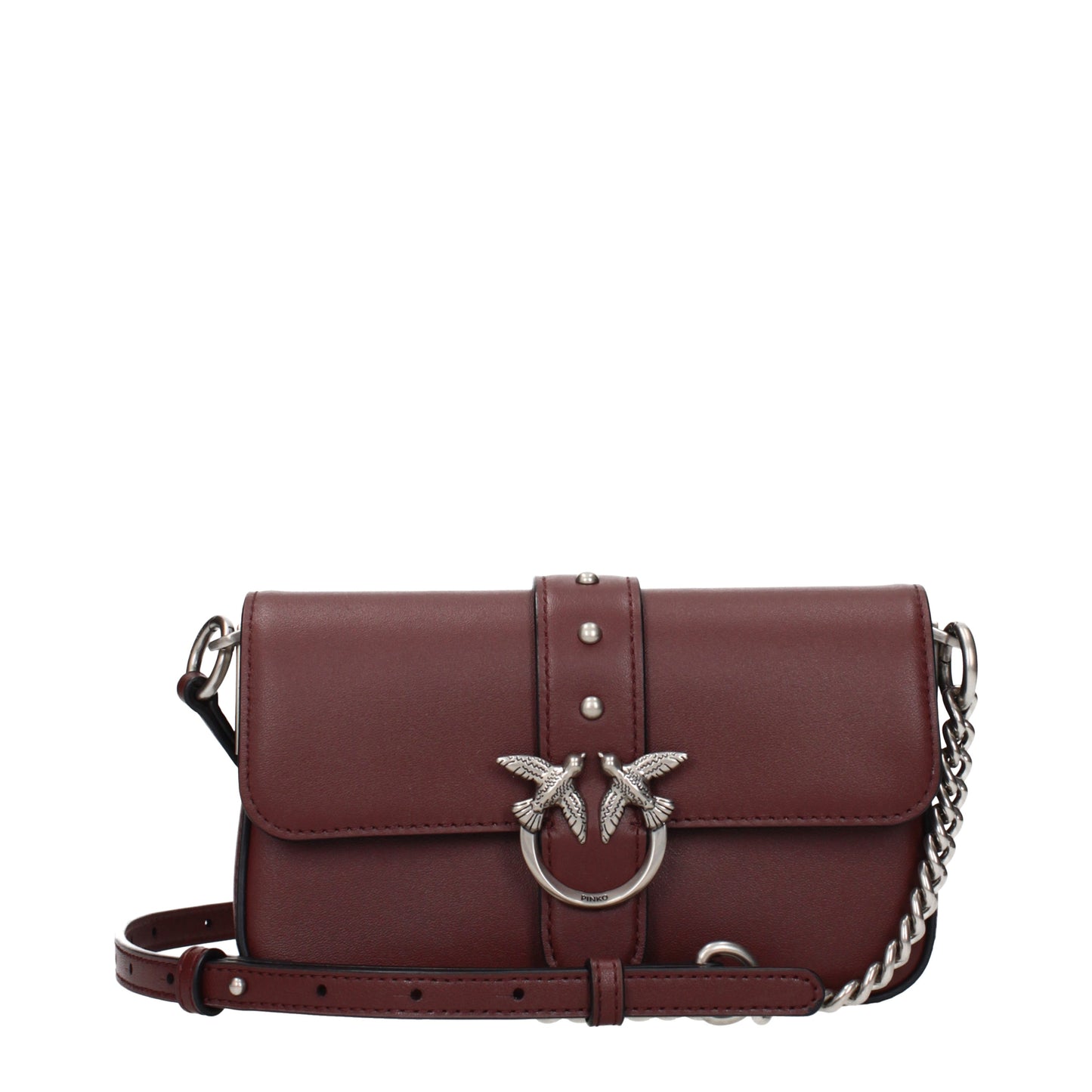 Pinko Crossbody Bags Women Leather Red/Burgundy