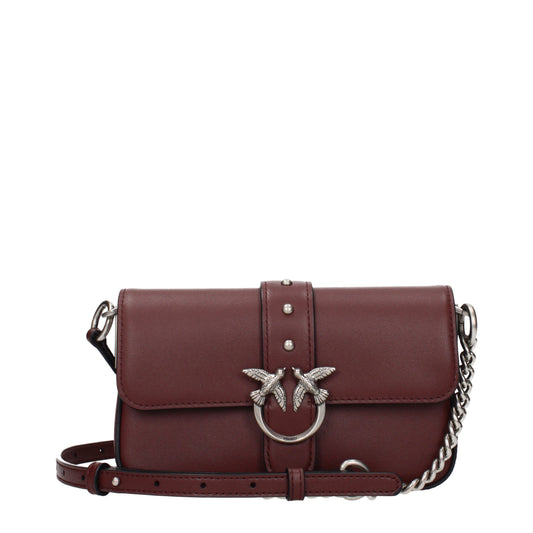 Pinko Crossbody Bags Women Leather Red/Burgundy