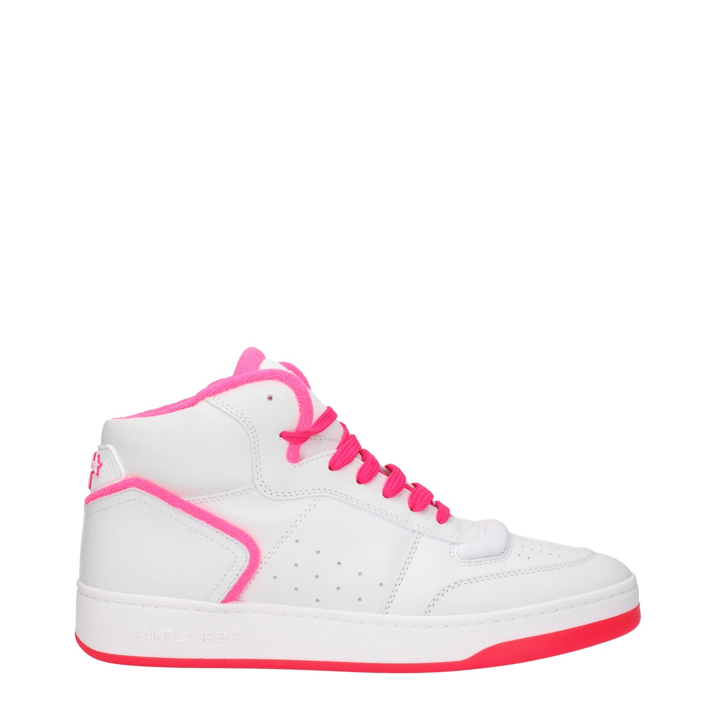 Saint Laurent Men's Sneakers in Leather White/Fluo Pink