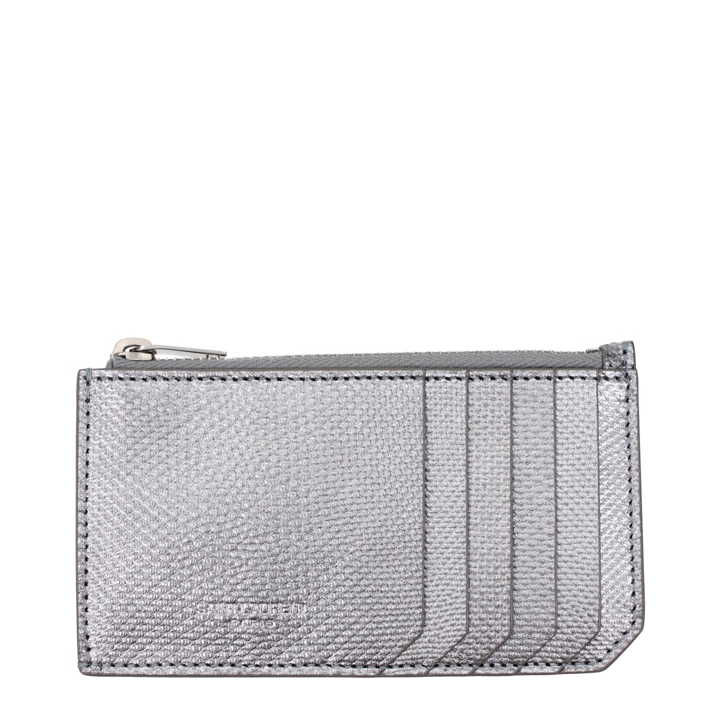 Saint Laurent Coin Purses Men Leather Silver