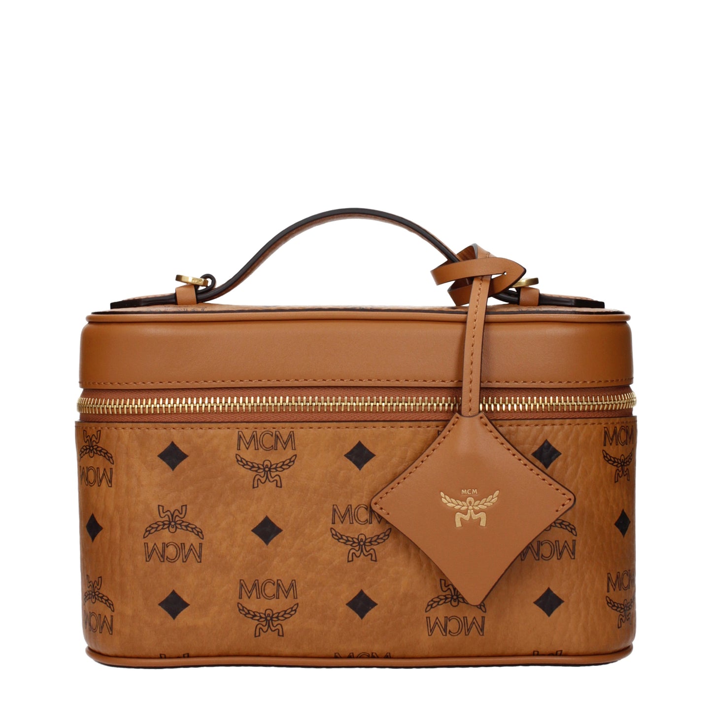 MCM Beauty Case Women Fabric  Brown/Cognac