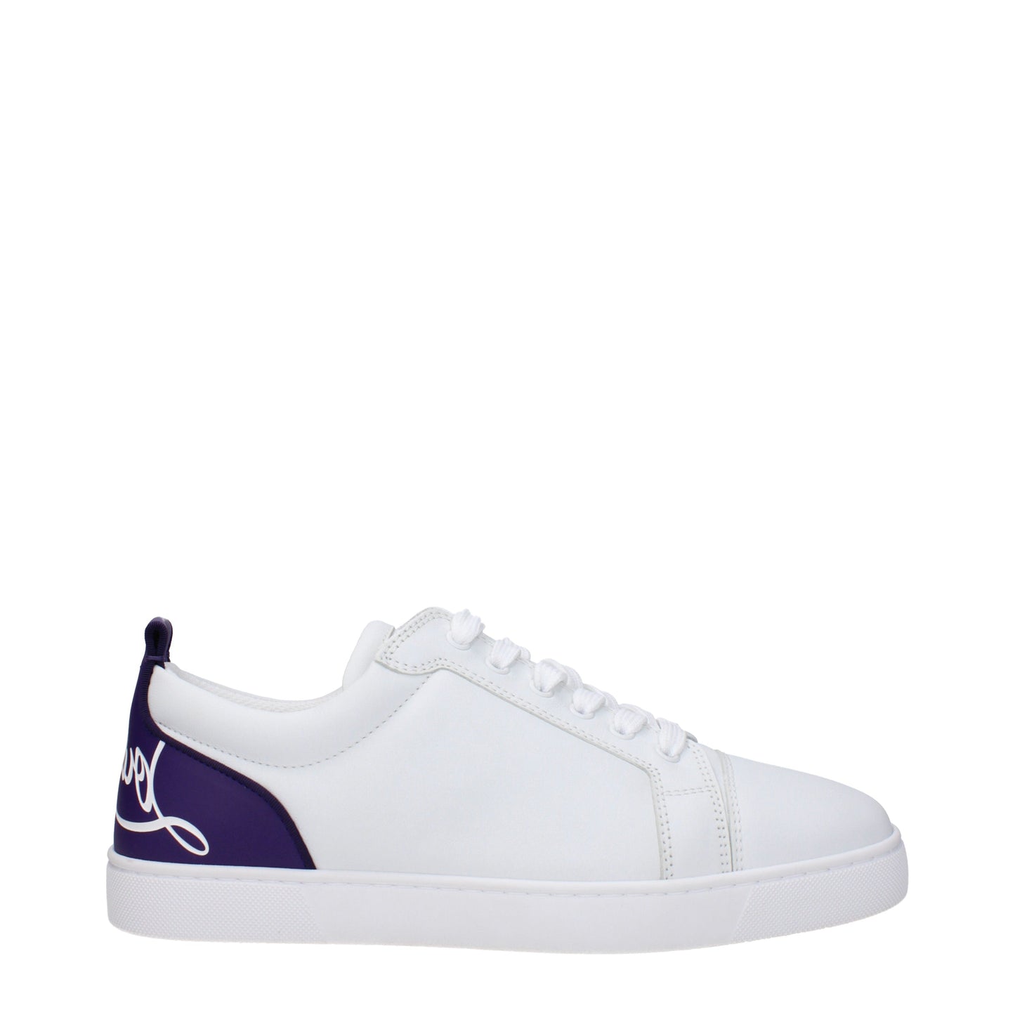 Louboutin Men's Sneakers in Leather White/Jacaranda