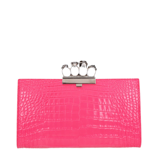 Alexander McQueen Clutches Women Leather Pink/Neon Pink