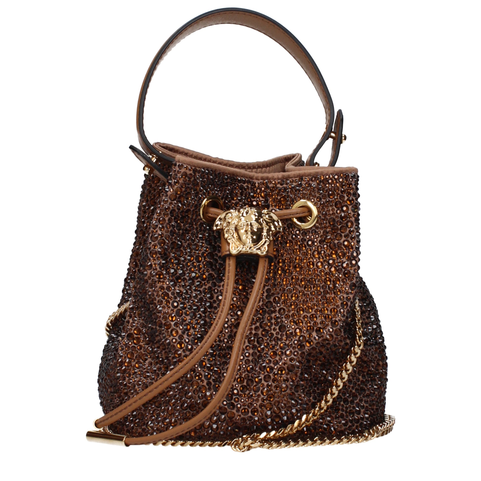 Versace Handbags Women Satin Brown/Dark Chocolate