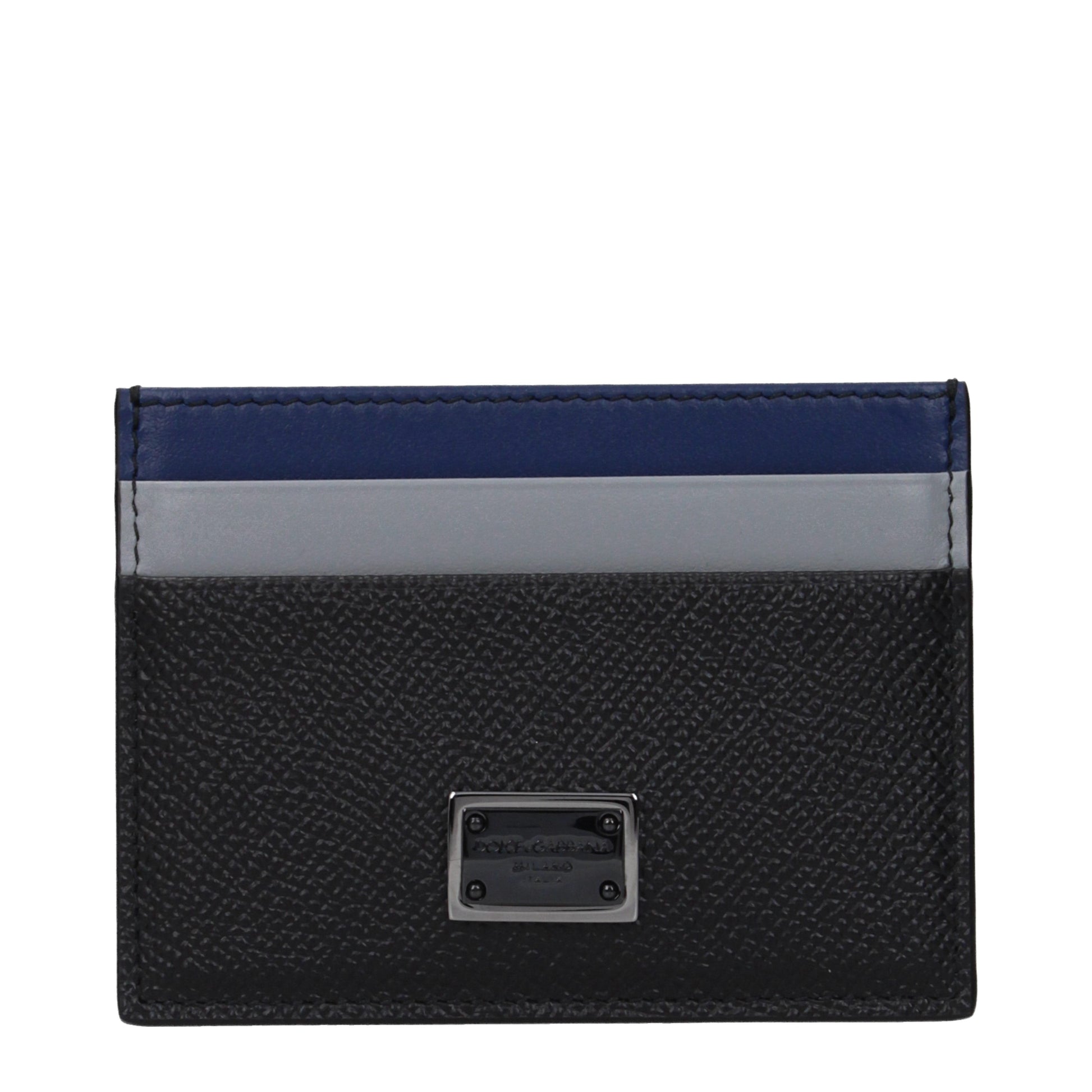 Dolce&Gabbana Document Holders Men Leather Black/Midnight Blue