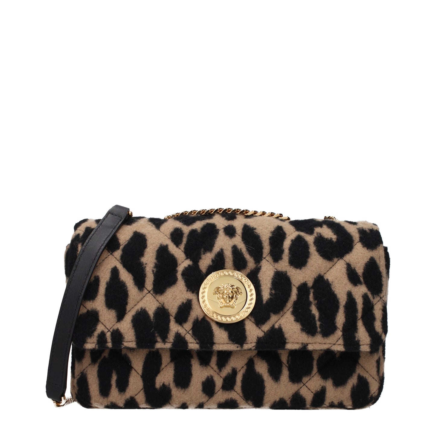 Versace Shoulder Bags Women Wool Brown/Black