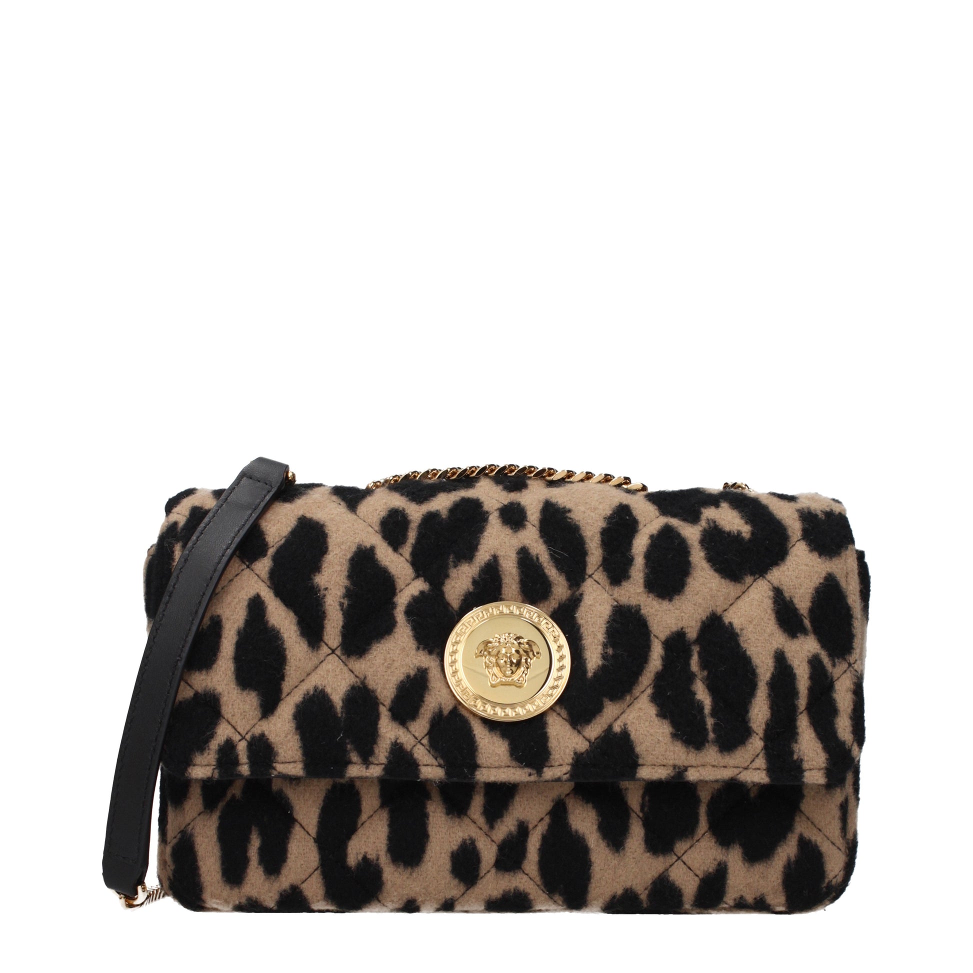 Versace Shoulder Bags Women Wool Brown/Black