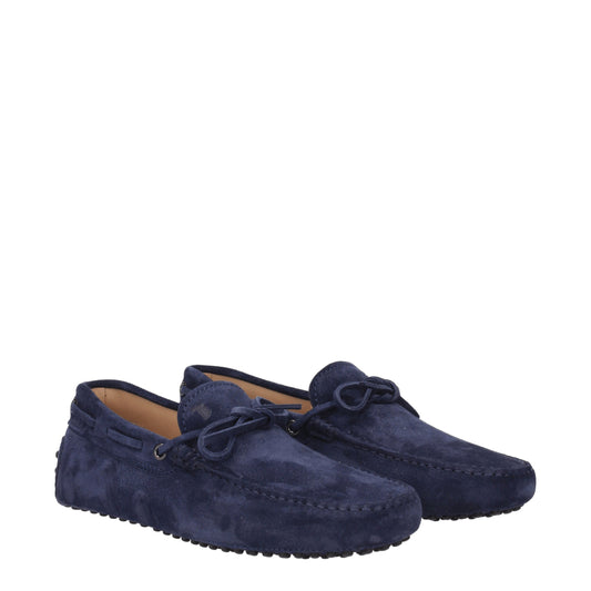 Tod's Men's Loafers in Suede Blue/Blu Galaxy