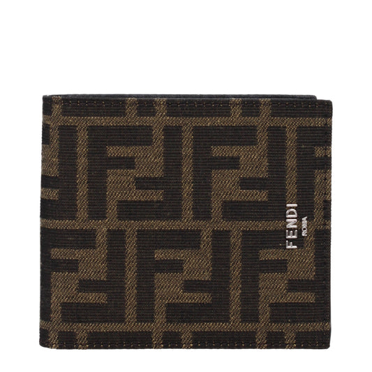 Fendi Wallets Men Fabric  Brown