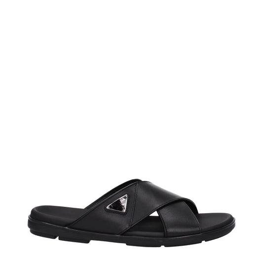 Prada Slippers and Clogs Men Leather Black