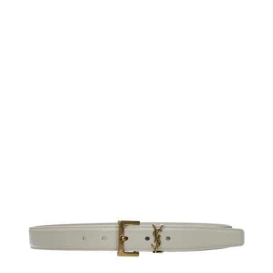 Saint Laurent Women's Belts Leather Cream