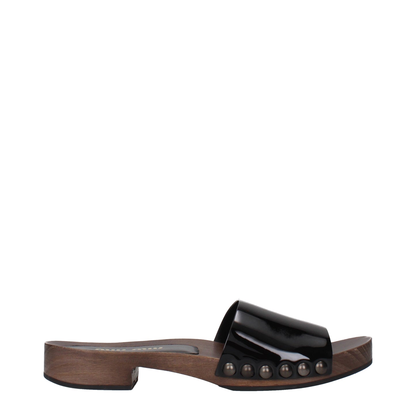 Miu Miu Slippers and Clogs Women Patent Leather Black