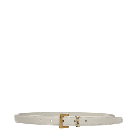 Saint Laurent Belts Women Leather Beige/Cream