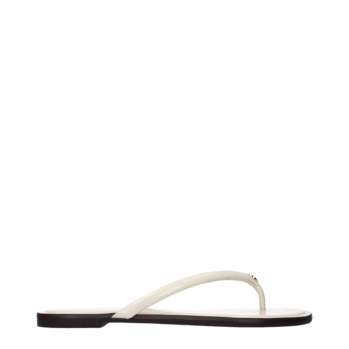 Tory Burch Flip Flops Women Leather Beige/Light Cream