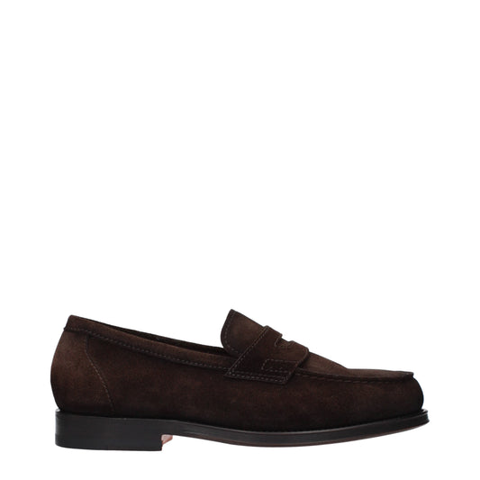 Santoni Loafers Men Suede Brown/Dark Chocolate