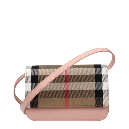 Burberry Clutches Women Fabric  Beige/Pink Powder