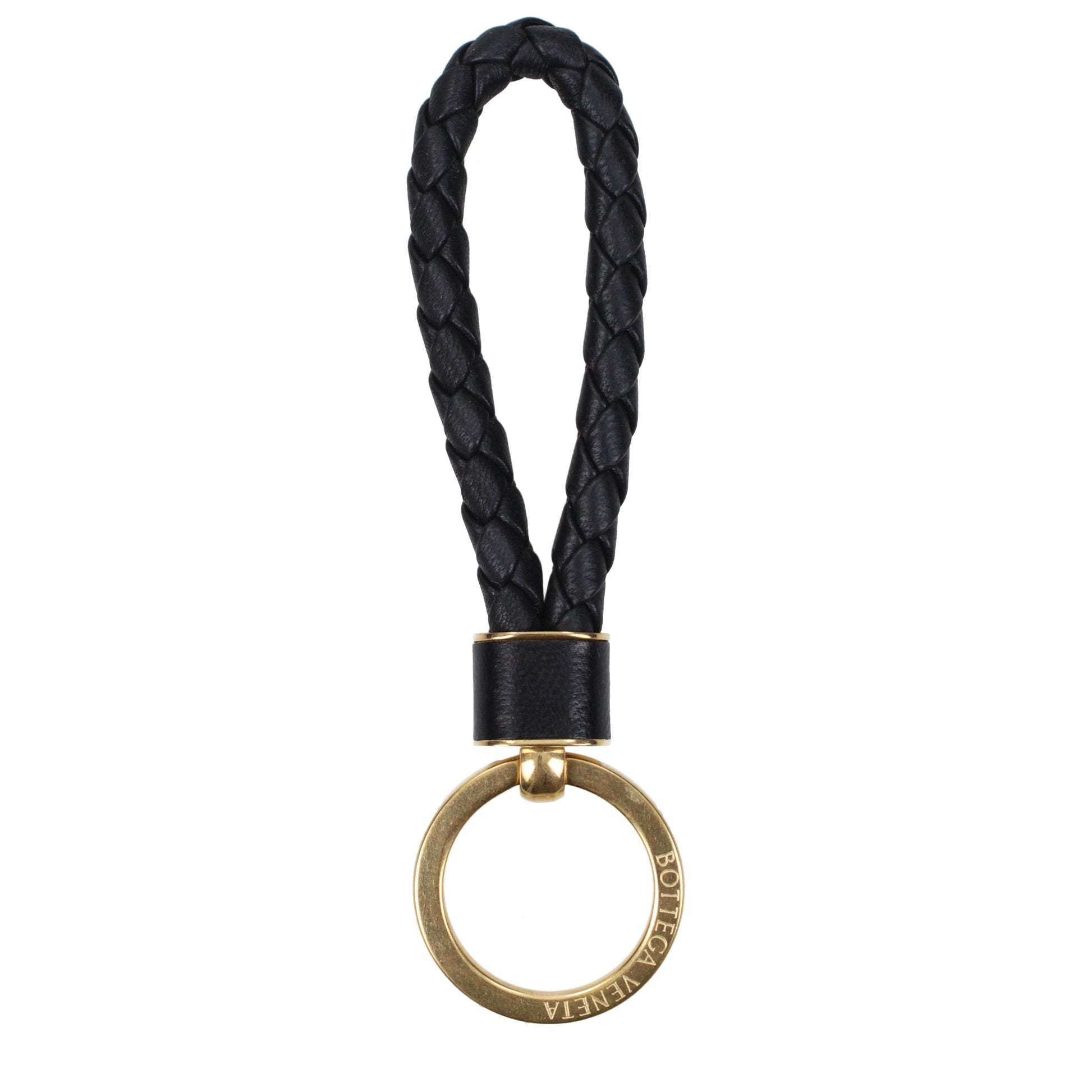 Bottega Veneta Keychain Women Leather Black/Gold