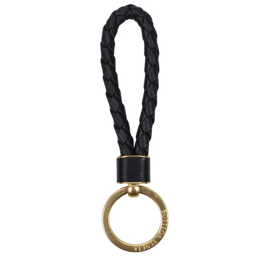 Bottega Veneta Keychain Women Leather Black/Gold