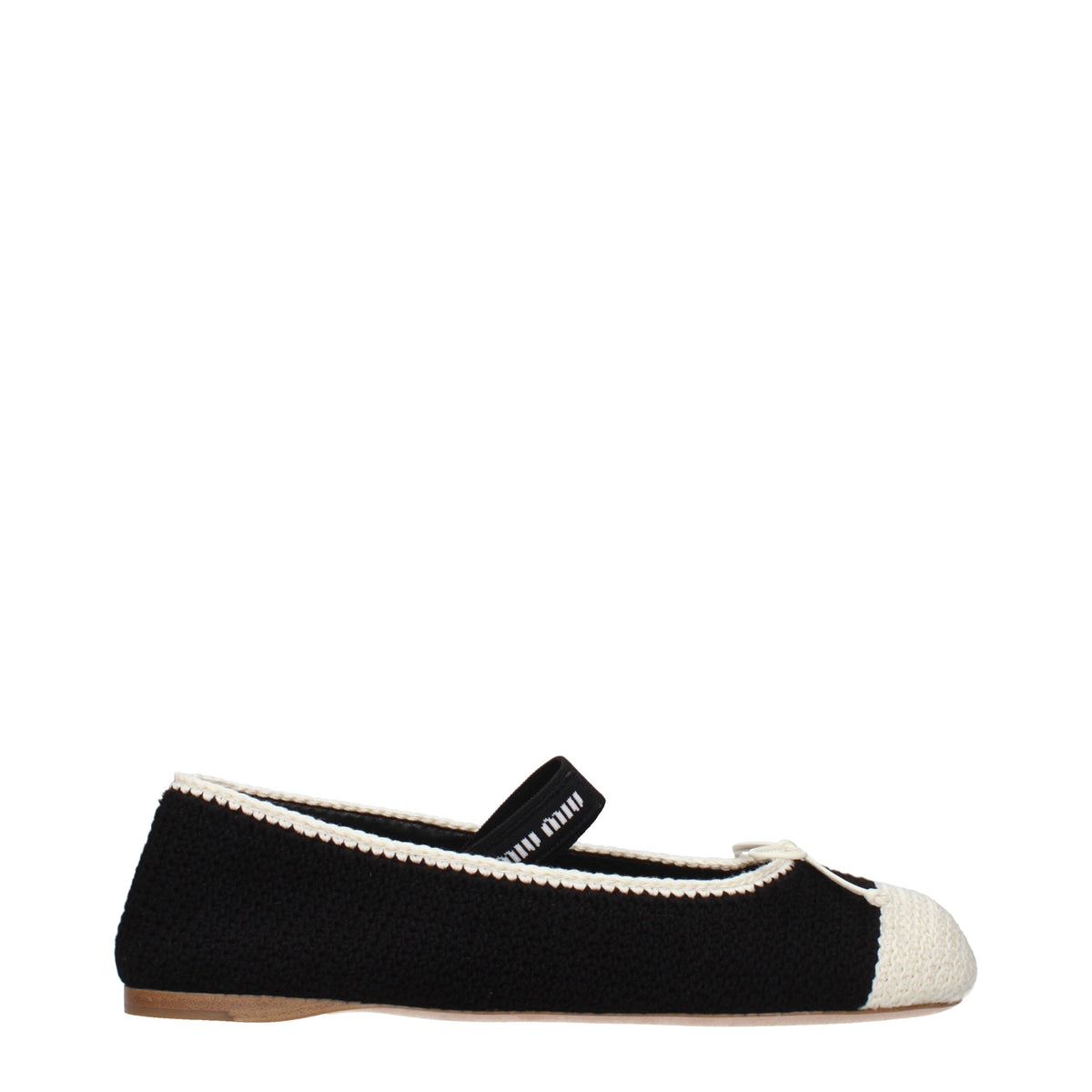 Miu Miu Ballet Flats Women Fabric  Black/Ivory