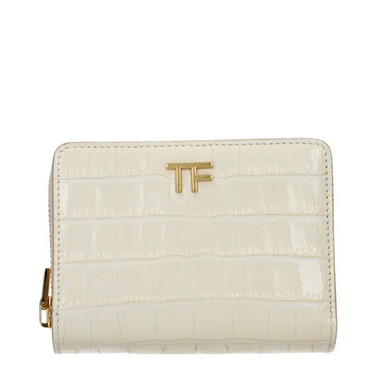 Tom Ford Wallets Women Leather Beige/Ivory