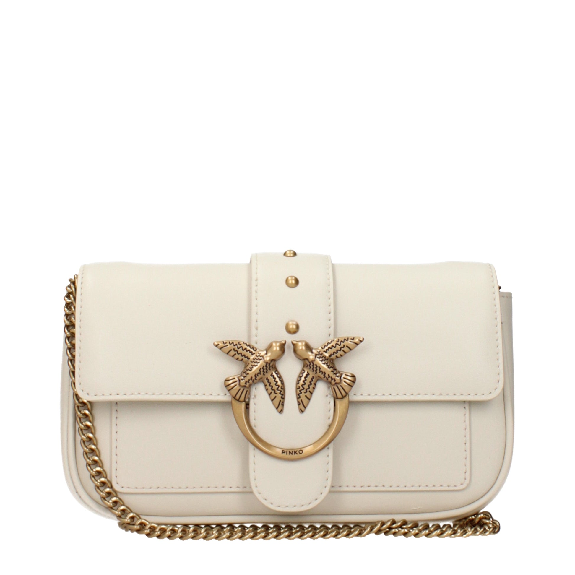 Pinko Crossbody Bags Women Leather White/Ivory