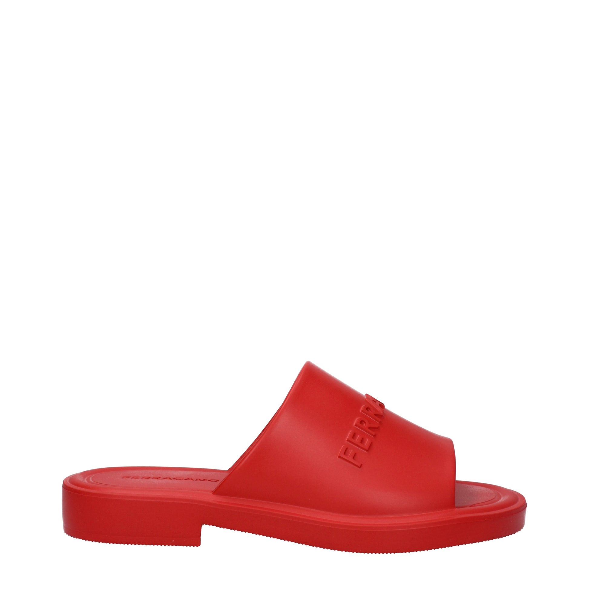 Salvatore Ferragamo Slippers and Clogs Men Rubber Red/Flame