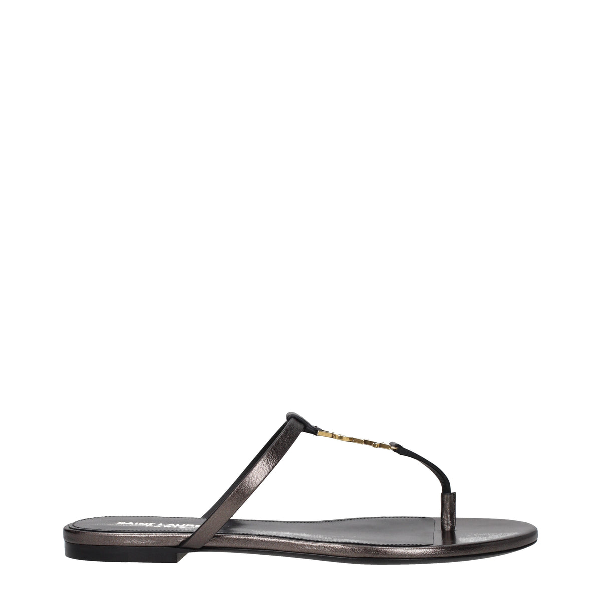 Saint Laurent Flip Flops Women Leather Brown/Bronze