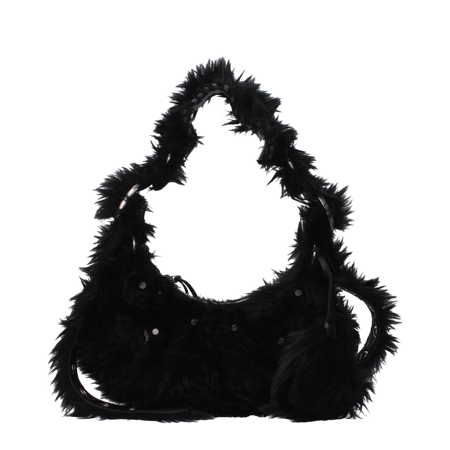 Balenciaga Shoulder Bags Women Eco Fur Black