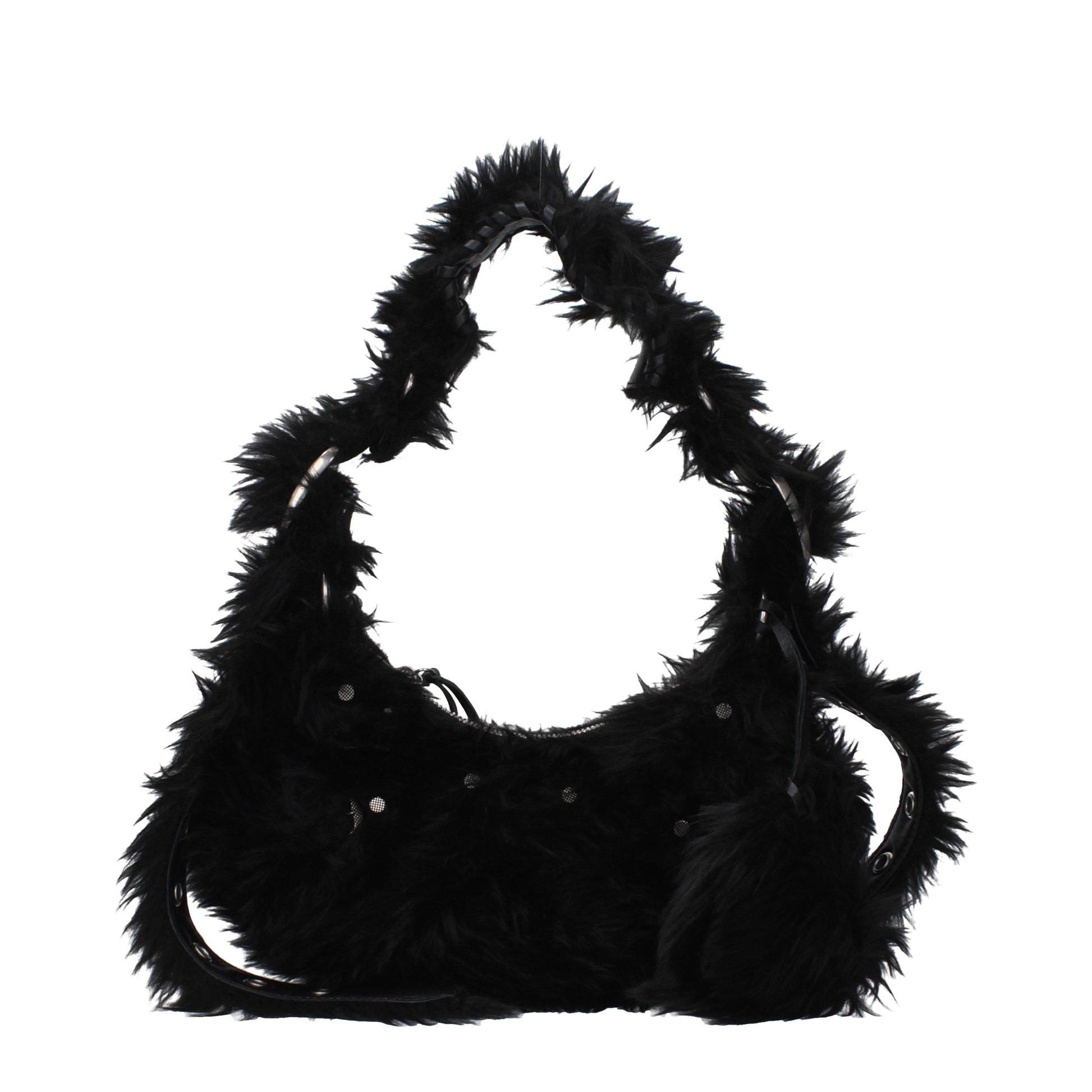 Balenciaga Shoulder Bags Women Eco Fur Black