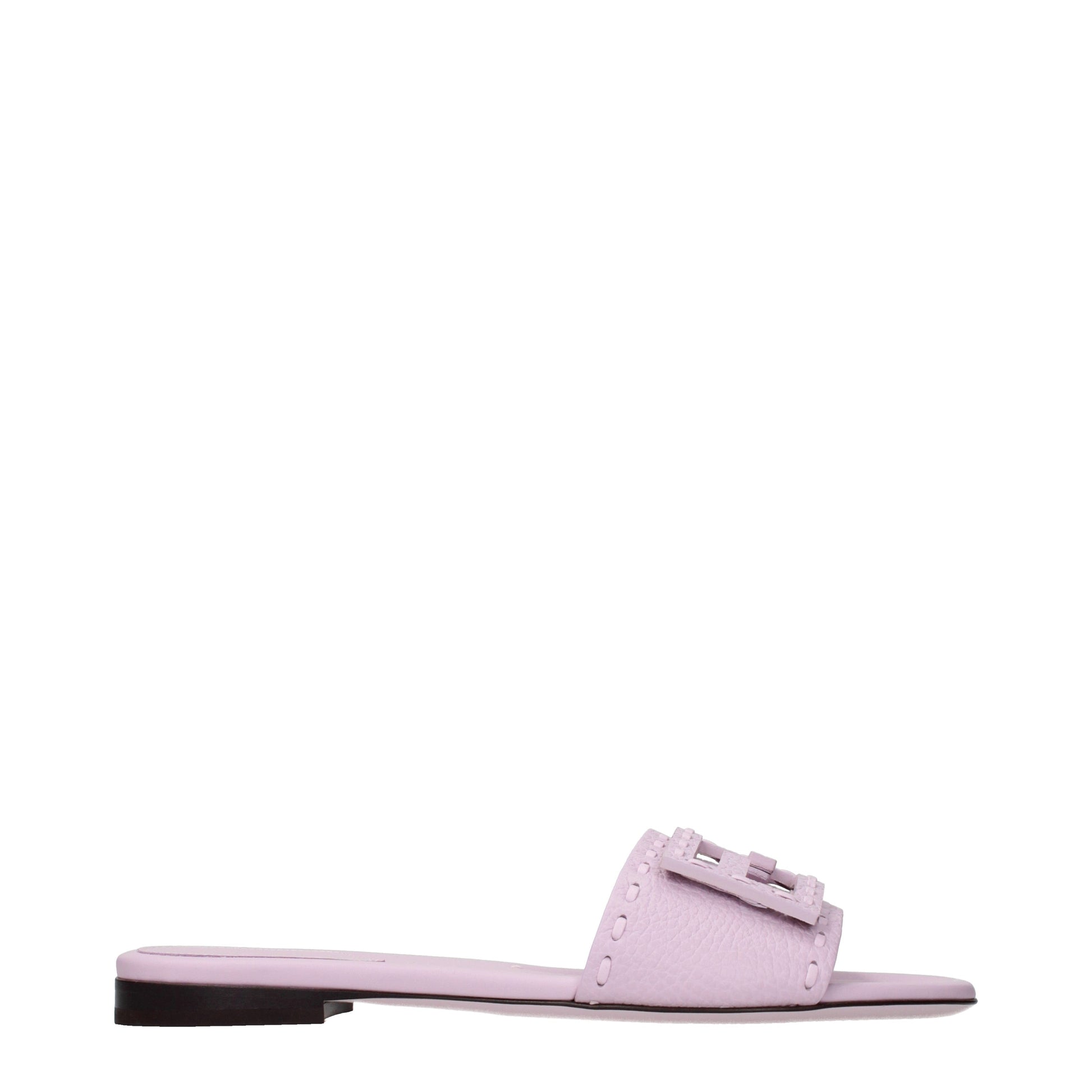 Fendi Slippers and Clogs Women Leather Pink/Pastel Pink