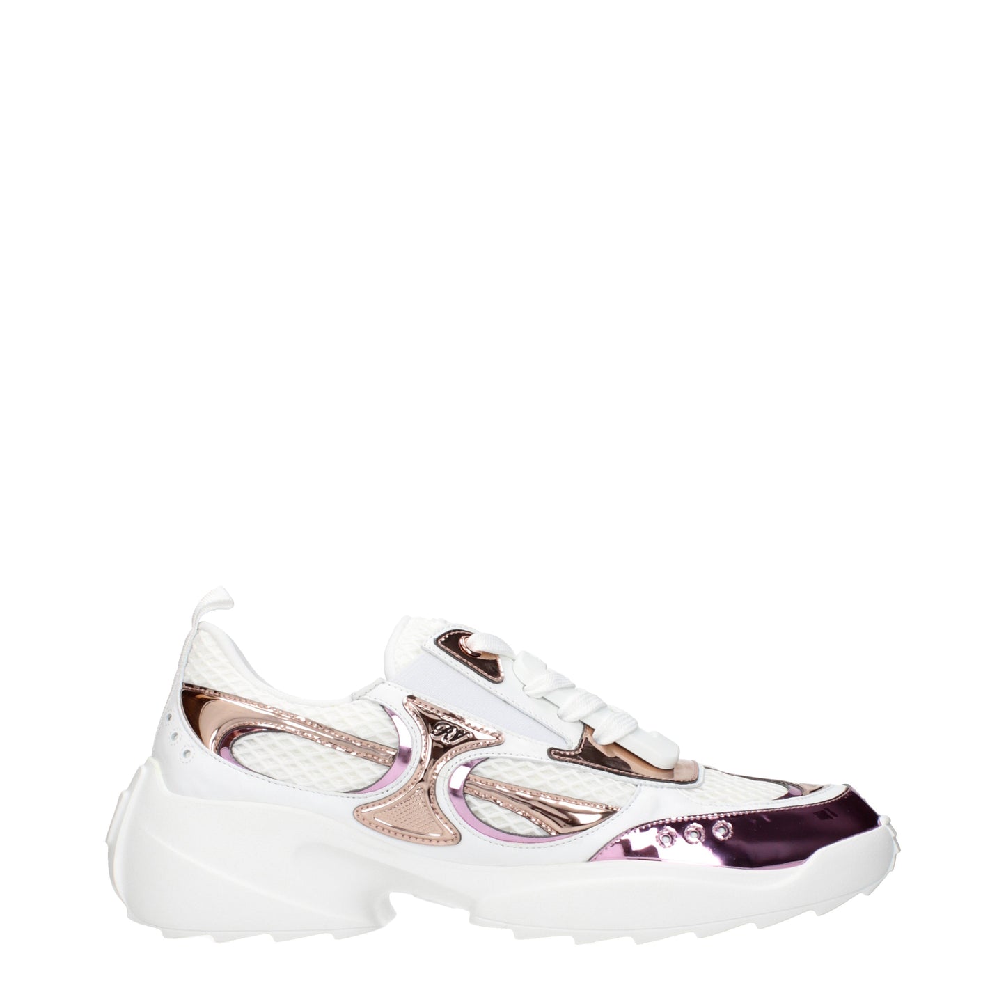 Roger Vivier Sneakers Women Fabric  White/Metallic Pink
