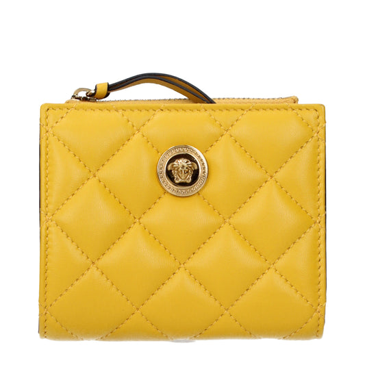 Versace Wallets Women Leather Yellow/Mustard