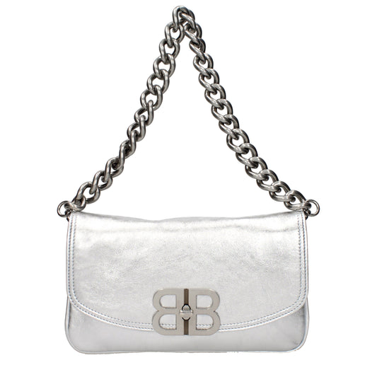 Balenciaga Handbags Women Leather Silver