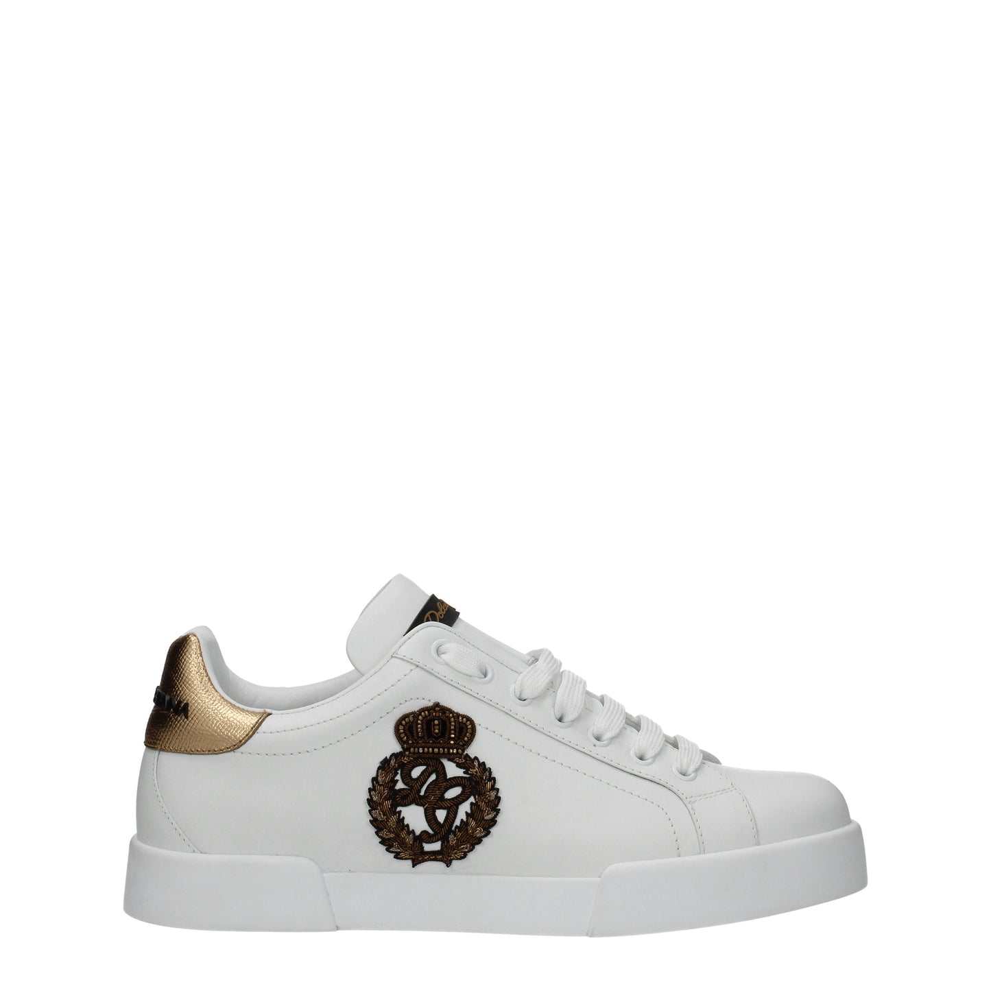 Dolce&Gabbana Men's Sneakers in Leather White/Gold