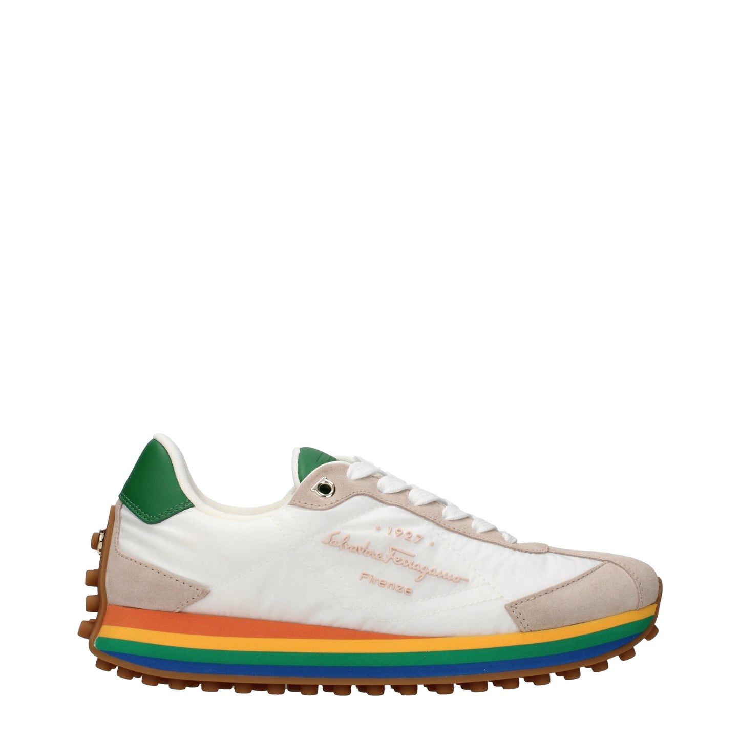 Salvatore Ferragamo Sneakers Men Fabric  White/Beige
