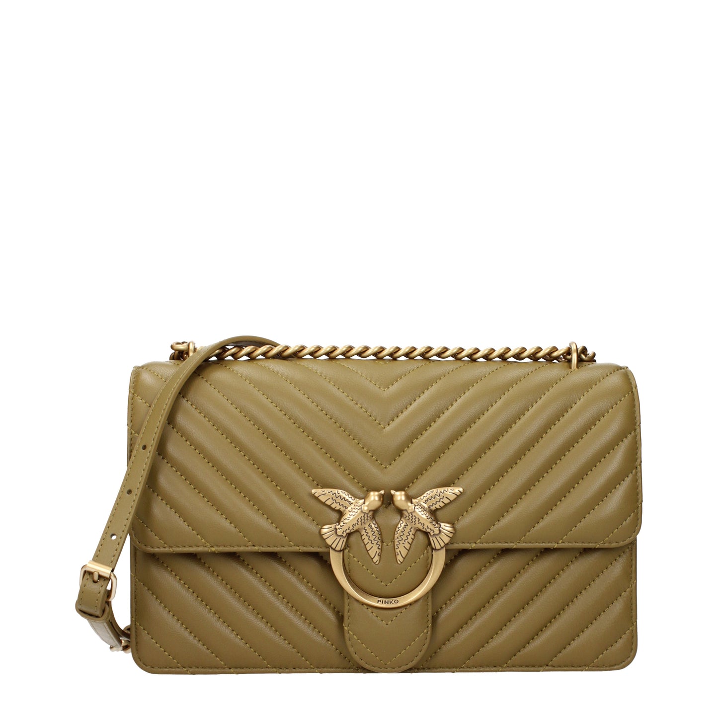 Pinko Crossbody Bags Women Leather Green/Kangaroo