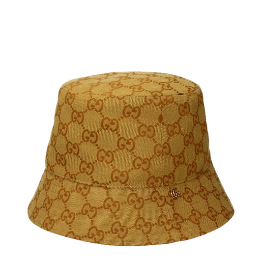 Gucci Hats Women Cotton Beige/Fluo Pink