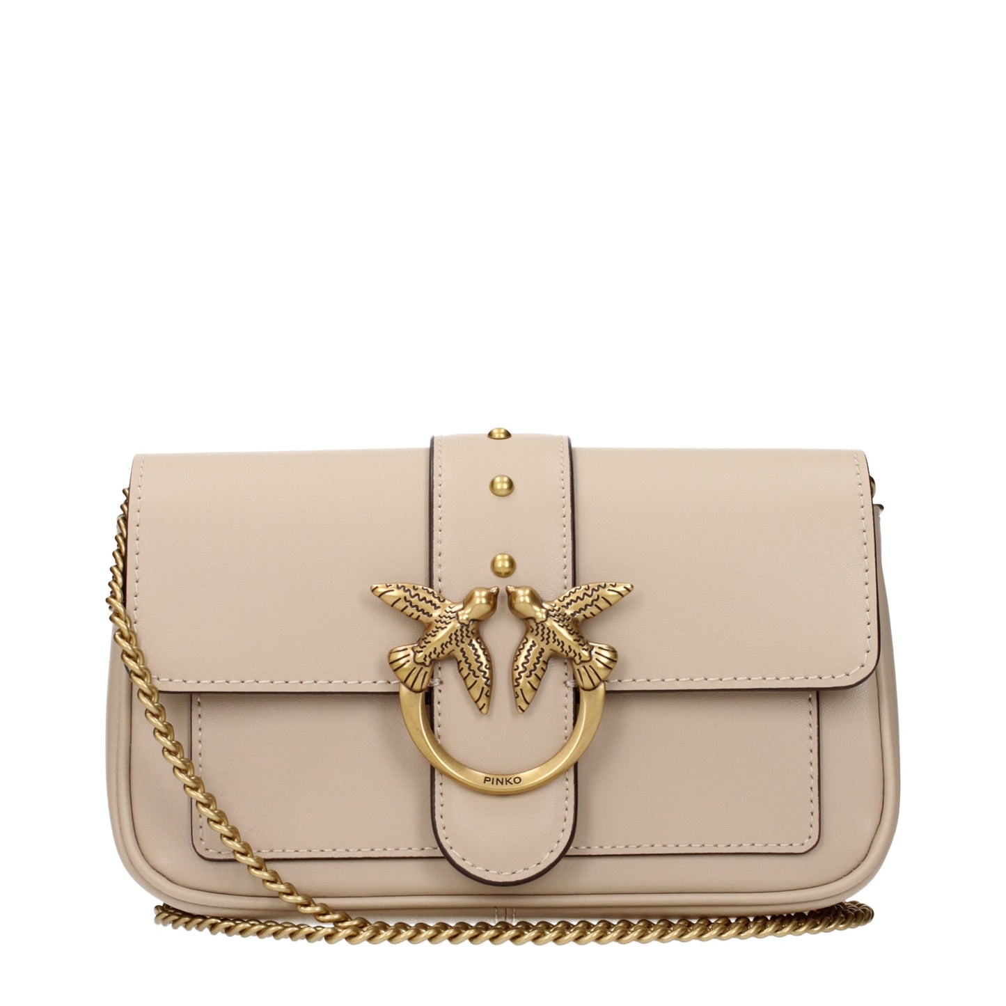 Pinko Crossbody Bags Women Leather Beige
