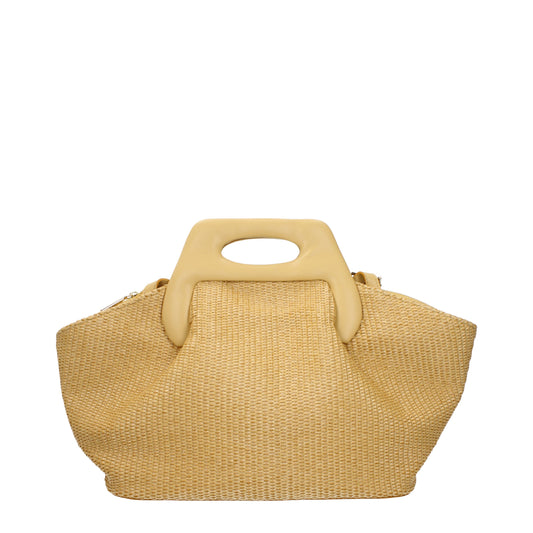 Themoirè Handbags Women Raffia Beige/Dark Tea