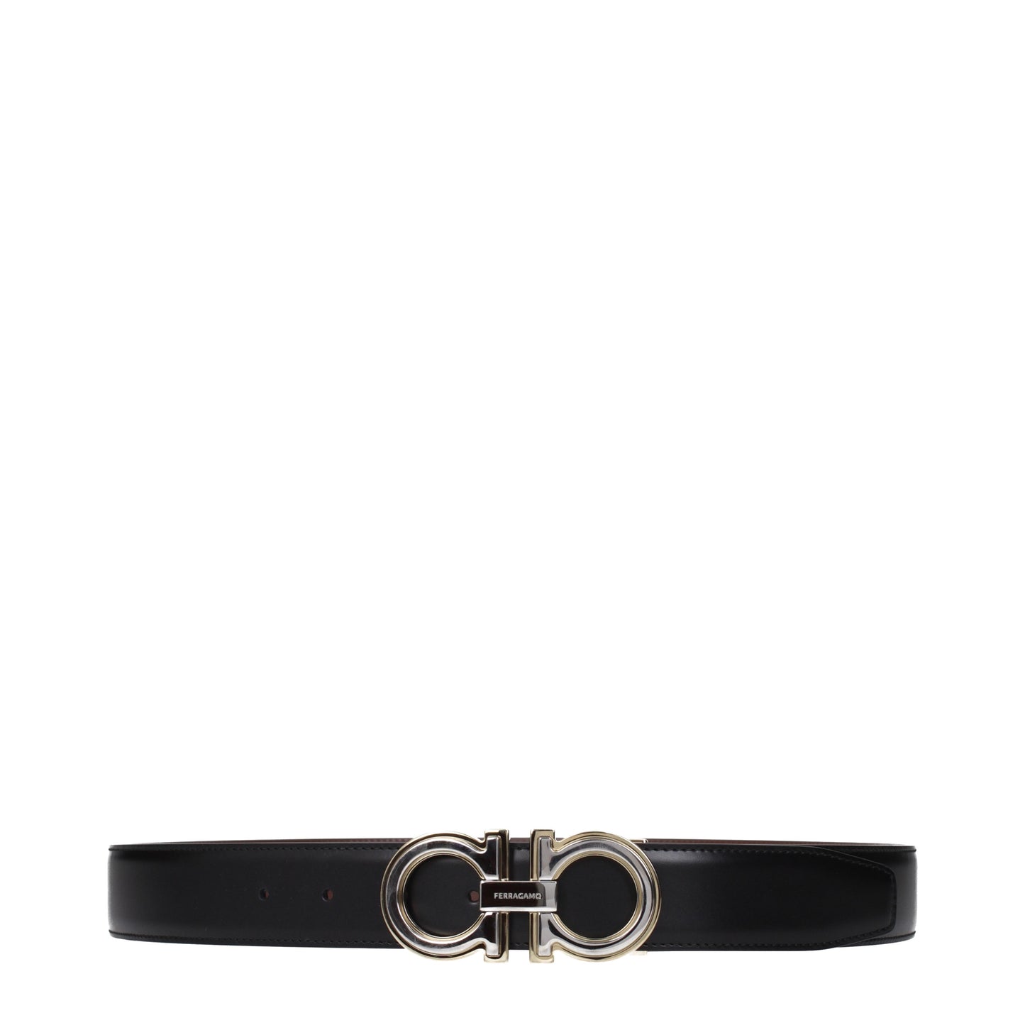 Salvatore Ferragamo Belts Men Leather Black/Cocoa